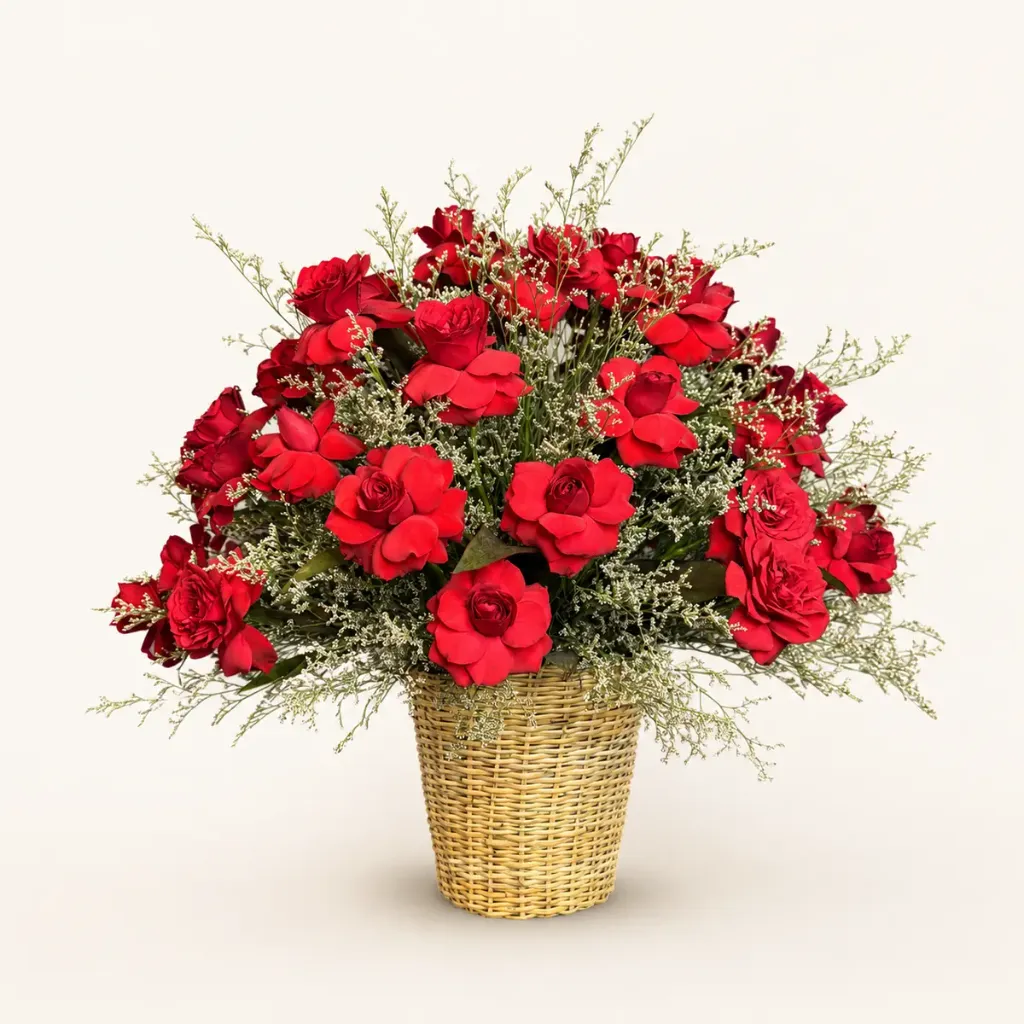 Sacred Rose Offering Arrangement – 50 Indian Roses